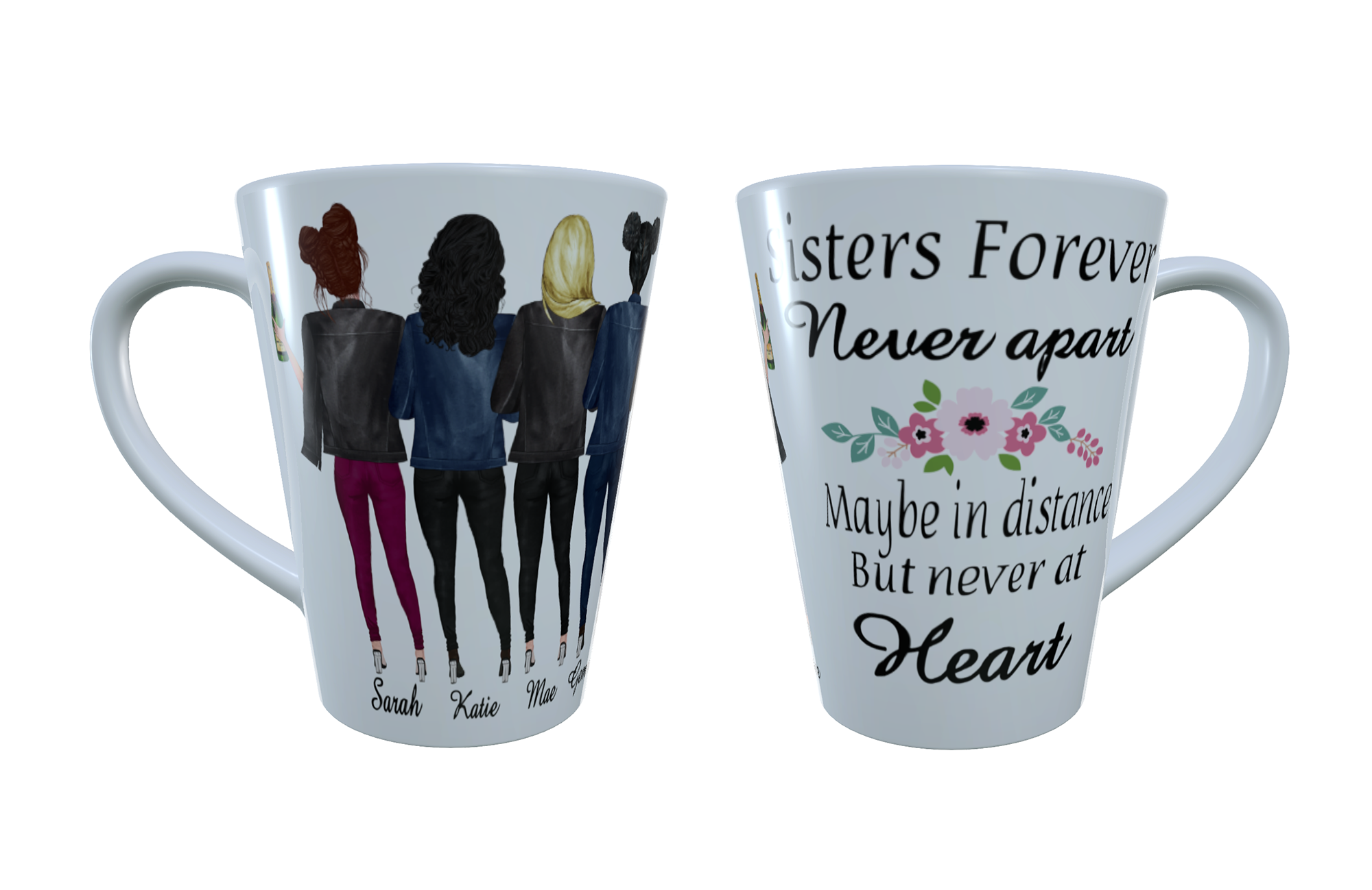 5 Sisters Forever Latte Mug, Custom Sisters Mug, Latte Mug - Click Image to Close